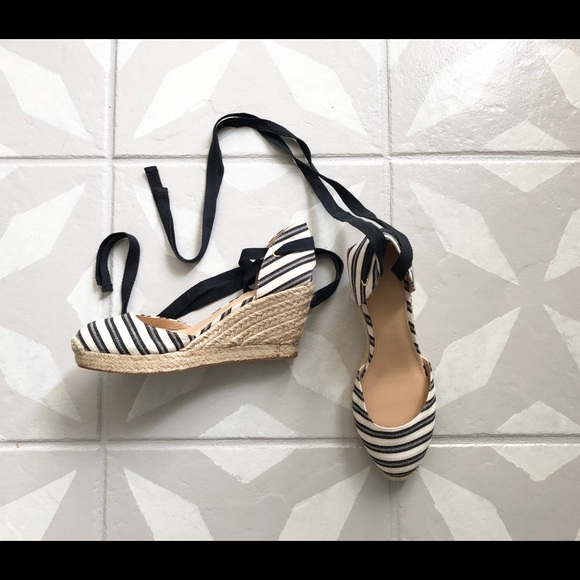 J Crew canvas wedge stripes espadrille sandal 7 - Picture 7 of 7